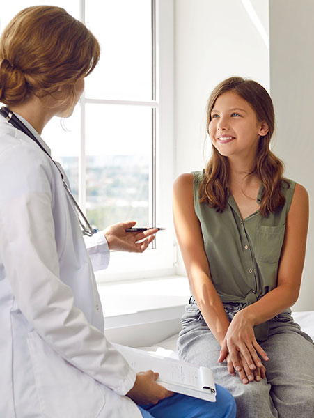 teenager at gynecology appointment